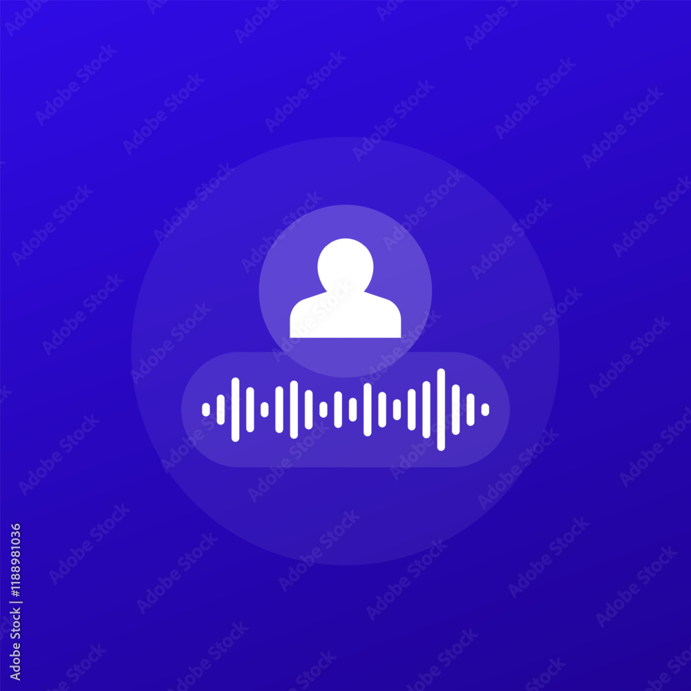 Poster audio note, voice message icon with user, transparent design