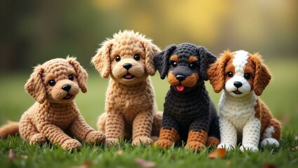 realistic highly detailed crochet of a different bree with a nature background