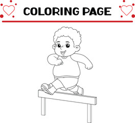 young athlete jumping hurdle coloring page for kids