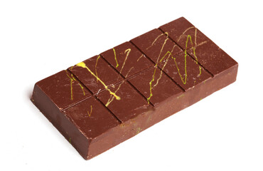 Dubai chocolate bar on white background