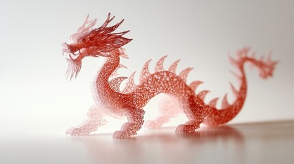 Fototapeta premium Traditional Chinese Paper Cut Dragon Symbolizing Prosperity and Strength for New Year Celebrations, Showcasing Artistry and Cultural Heritage