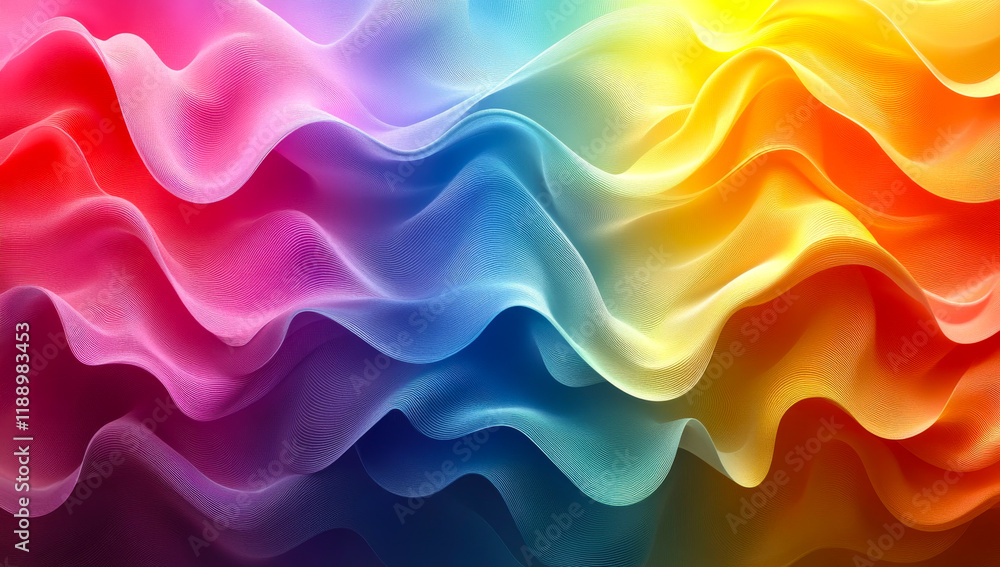 Aufkleber a colorful wave of fabric with a rainbow of colors. the colors are vibrant and bold, creating a sens