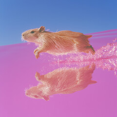 Dreamcore image of a Capybara with dreamy colors 