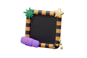 Fototapeta premium Halloween themed 3D rendered frame with stars, a bandage, and a blank space for text or images.