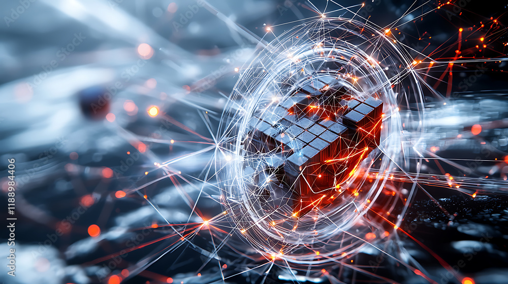 Poster dynamic digital transformation virtual space graphic visualization sci-fi environment abstract persp