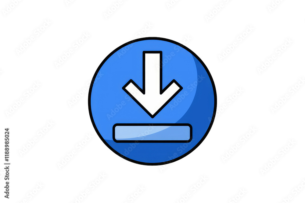 Poster a simple blue circle with a white download arrow and progress bar indicates downloading.