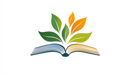 A book with a leafy green cover. The book is open to the middle of the page