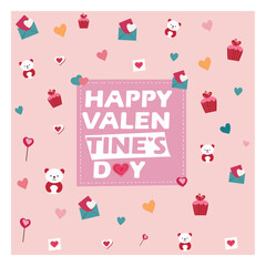 valentine's day card design. valentine element Gift, heart, envelope, cake and others decorations.