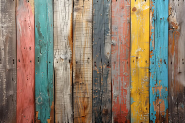 Colorful weathered wooden planks with rustic texture