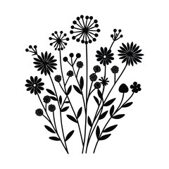 A vibrant, intricate design of wildflowers in Zentangle style, featuring flowing lines, geometric patterns, and natural elements for a harmonious, detailed look.