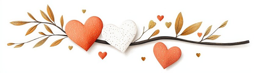 Obraz premium Decorative Heart Arrangement with Leaves and Branches for Romance and Celebration Themes