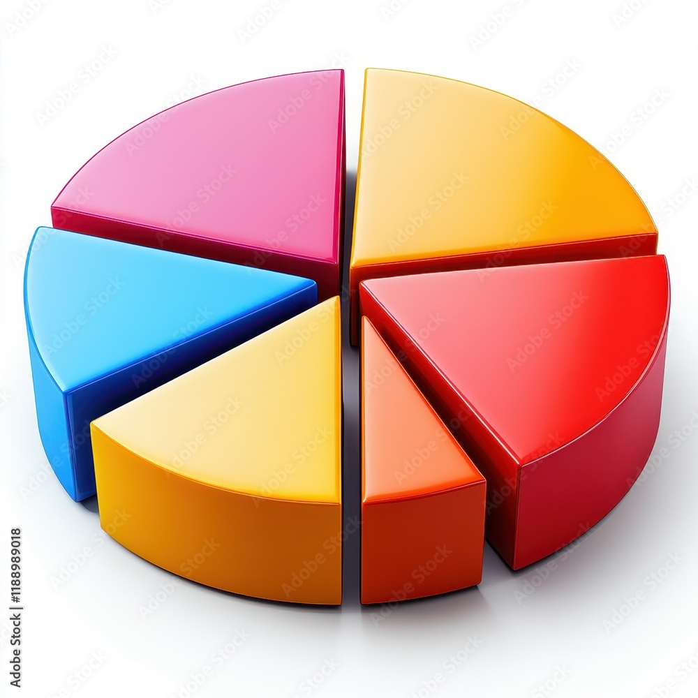 Poster a colorful pie chart with segments in various vibrant colors.