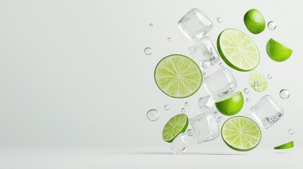 Fresh Bubbles with Ice and Lime Slices
