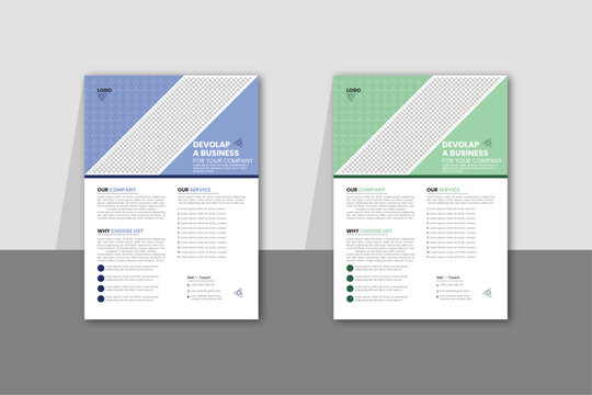 a bundle of 2 templates of a4 flyer template, modern template, set with Purpureus, green colour. perfect for creative professional business.
