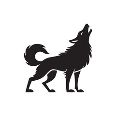 Wolf howling silhouette icon vector on white background