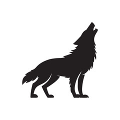 Wolf howling silhouette icon vector on white background