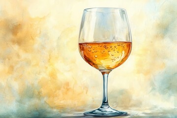 elegant white wine glass with playful cartoon style bubbles and swirling liquid handdrawn illustration perfect for menu design wine labels and beverage marketing materials