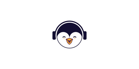 Combine penguin and headphone logo design 