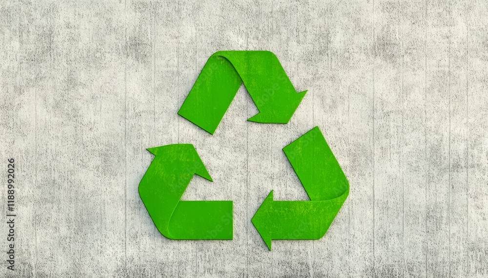 Poster a green triangle with arrows pointing to the top and bottom. the triangle is a symbol for recycling