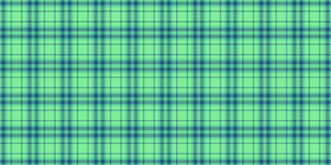 Popular check fabric pattern, window background texture tartan. Kilt vector seamless plaid textile in cyan and green colors.