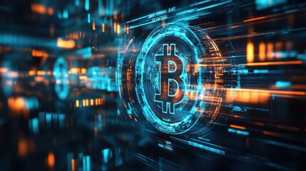 Obraz premium Bitcoin Digital Currency Futuristic Technology Abstract Background Illustration
