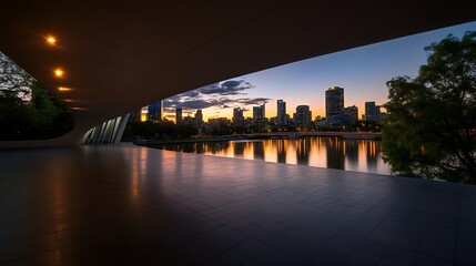 Fototapeta premium Stunning Cityscape View from Modern Architectural Structure at Dusk