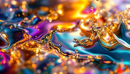 Colorful oil and water abstract with bokeh effects - a sense of vibrant fluidity - perfect for artistic designs, digital backgrounds, and luxury brand promotions