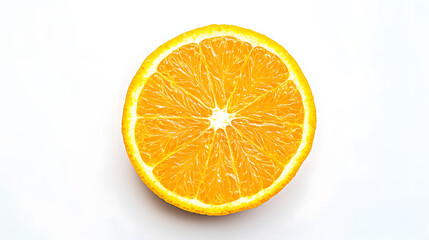 Fototapeta premium An orange slice stands isolated against a white background.