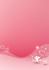 Romantic Pink Valentine s Day Background with Cupid and Hearts