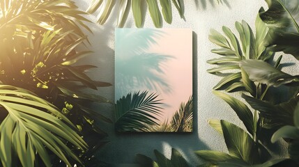 Flyer mockup with tropical background