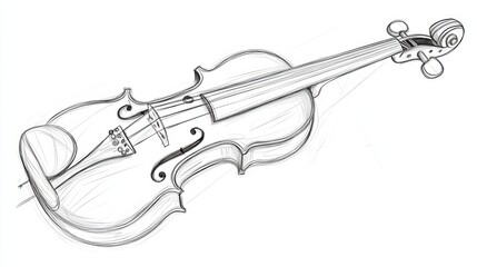 Obraz premium Elegant Simplicity A Detailed Vector Outline Sketch of a Classic Violin in Black and White