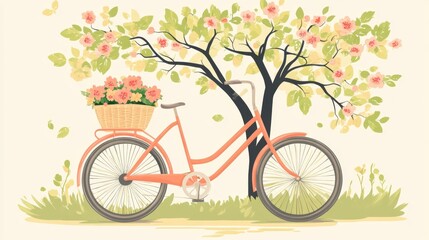 Bicycles with flower baskets in spring