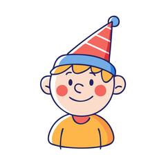 child in a funny hat vector icon, child in a funny hat vector illustration - simple illustration of child in a funny hat, perfect for logos,and child in a funny hat -themed designs.