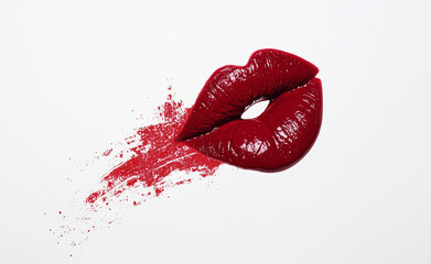 Fototapeta premium Isolated Red Lipstick Kiss Mark Vector on White Background, Clip Art for Valentine's Day Celebration.