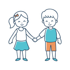 kids holding hands vector icon, kids holding hands vector illustration - simple illustration of kids holding hands, perfect for logos,and kids holding hands -themed designs.