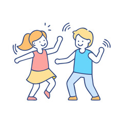 kids dancing vector icon, kids dancing vector illustration - simple illustration of kids dancing, perfect for logos,and kids dancing -themed designs.