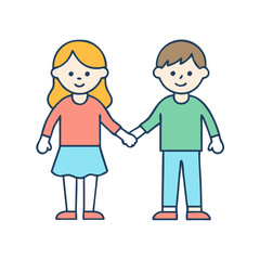 kids holding hands vector icon, kids holding hands vector illustration - simple illustration of kids holding hands, perfect for logos,and kids holding hands -themed designs.