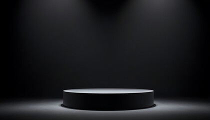 3D rendering product background,Black Platform with Spotlights,elegance, simplicity, spotlight, trend, exhibition, modern, design, 2025, advertisement, aesthetic,1786