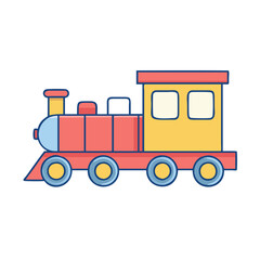 Naklejka premium toy train vector icon, toy train vector illustration - simple illustration of toy train, perfect for logos,and toy train -themed designs.
