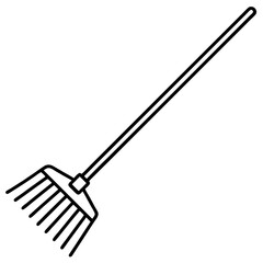 Abstract Rake Silhouette Line Art