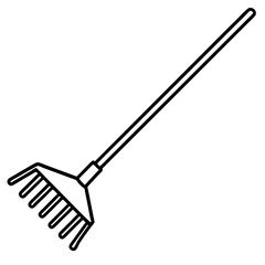 Abstract Rake Silhouette Line Art