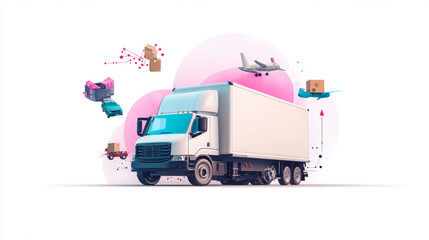 Efficient freight transport solutions urban logistics infographic digital environment overview supply chain management