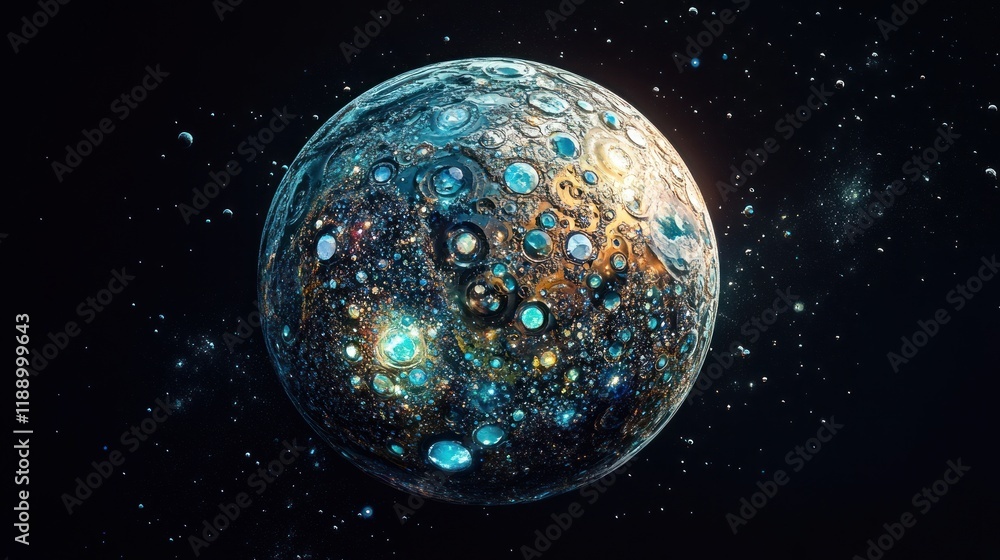 Wall mural a celestial marvel: intricate patterns and vibrant hues of a fictional planet in deep space