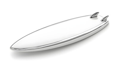 Chrome surfboard isolated on white background.