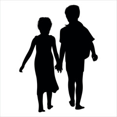 Brother and Sister Silhouettes vector illustration