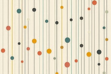 Fototapeta premium Colorful Circles On Vertical Lines In A Modern Abstract Pattern, Featuring Geometric Shapes And A Soft Background For Creative Design Projects