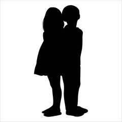 Brother and Sister Silhouettes vector illustration