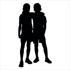 Brother and Sister Silhouettes vector illustration