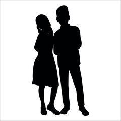 Brother and Sister Silhouettes vector illustration