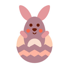 Pink Bunny in Easter Egg Shell  Vector illustration